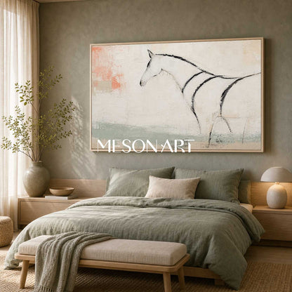 Minimalist Horse Painting Abstract Animal Wall Art For Modern Living Room And Home Office Decor