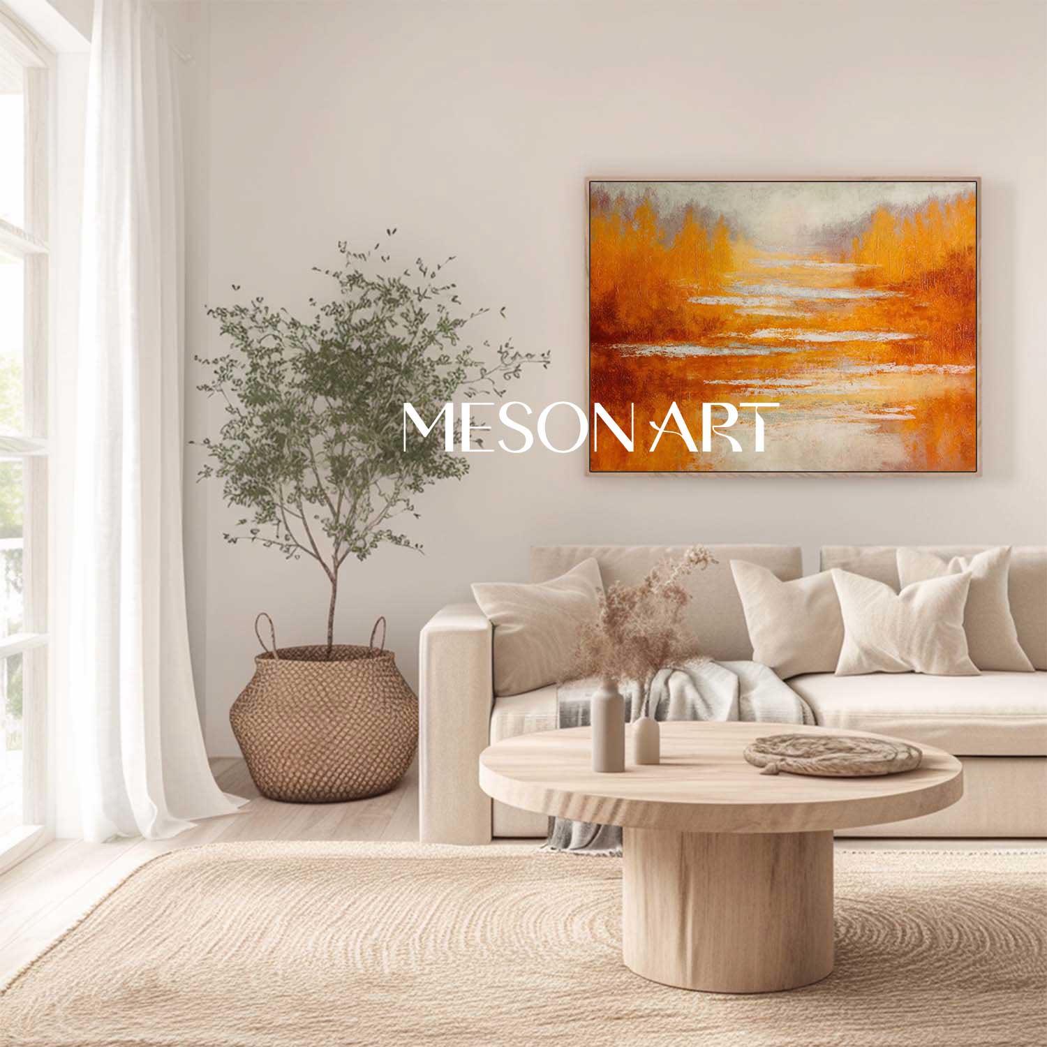 Autumn Wall Art Fall Colors Abstract Painting for Home Decor