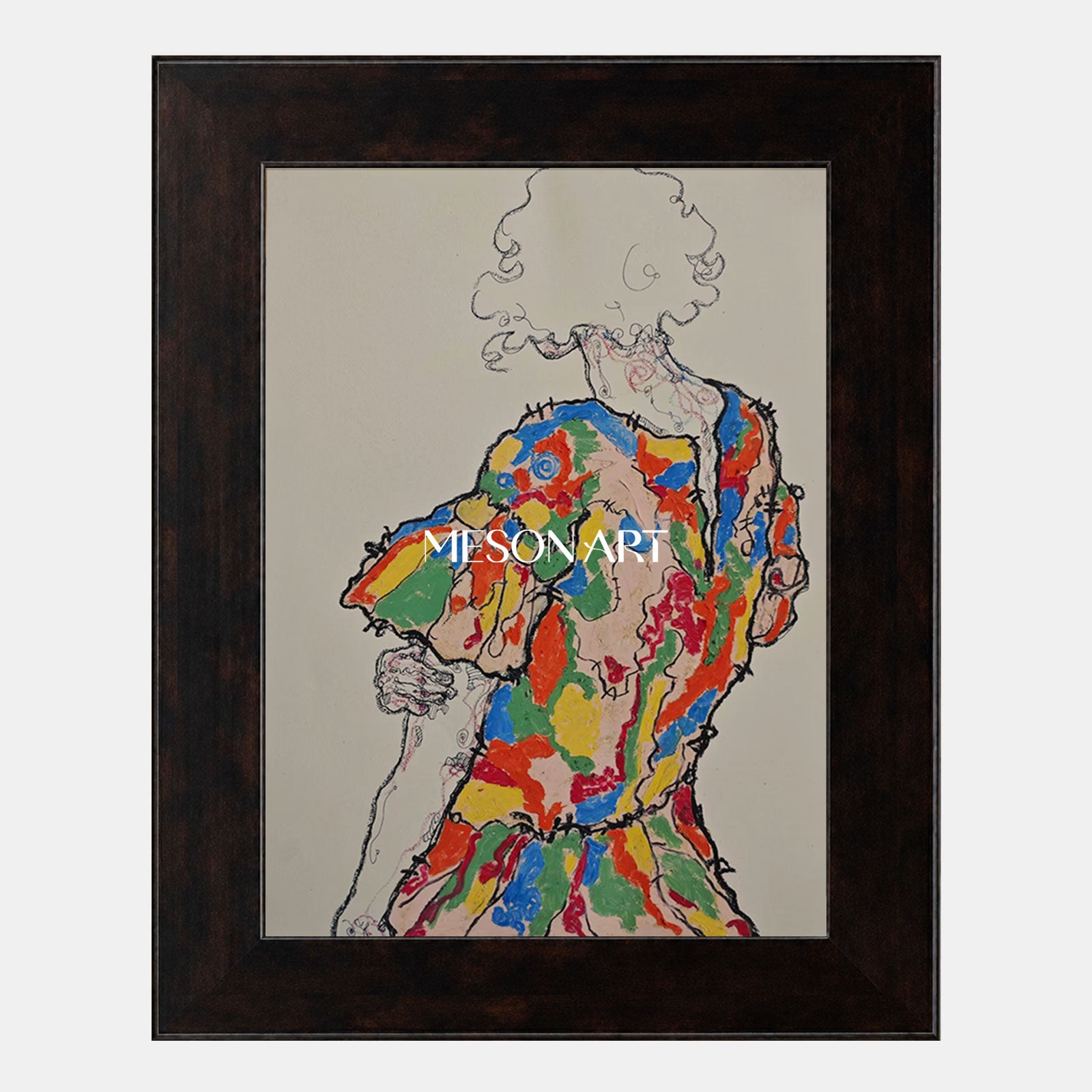 Modern Abstract Expressionist Figure Painting With Bold Colors For Living Room