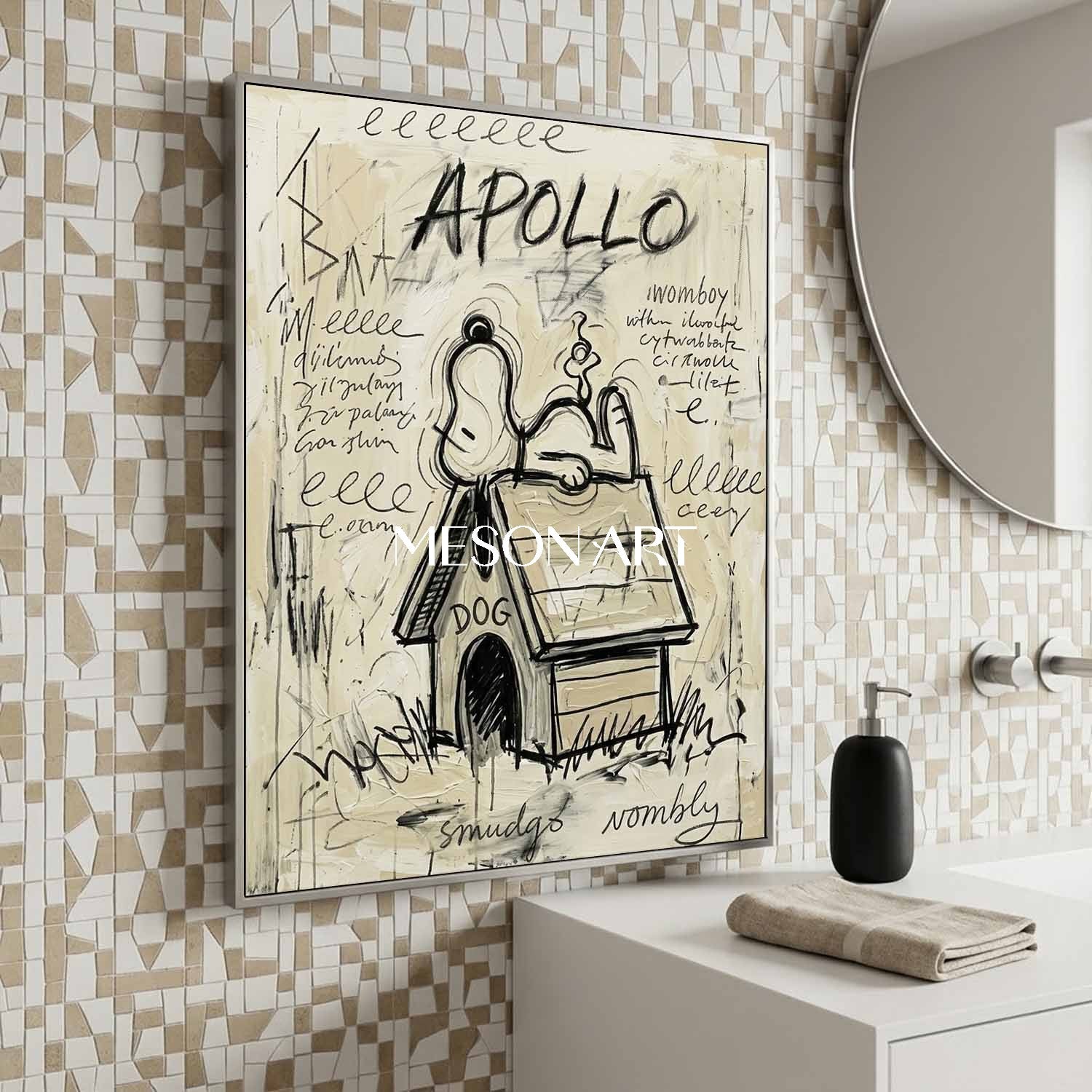 Street Art Snoopy Painting Kids Room Modern Office Console Table Canvas