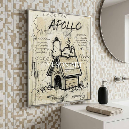 Street Art Snoopy Painting Kids Room Modern Office Console Table Canvas