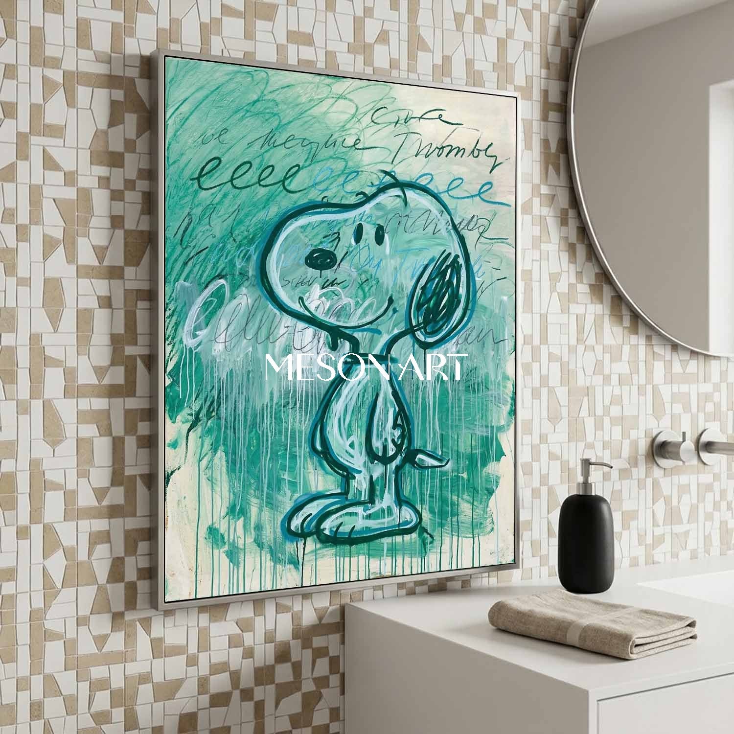 Large Abstract Textured Cartoon Fine Art One of a Kind Wall Decor