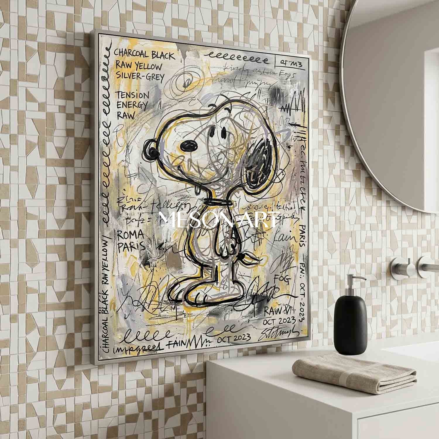 Graffiti Statement Snoopy Canvas Painting Large Office Luxury Decor