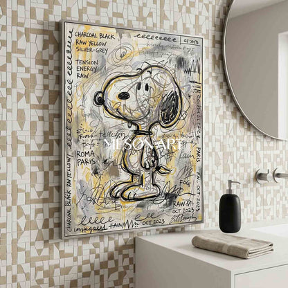 Graffiti Statement Snoopy Canvas Painting Large Office Luxury Decor