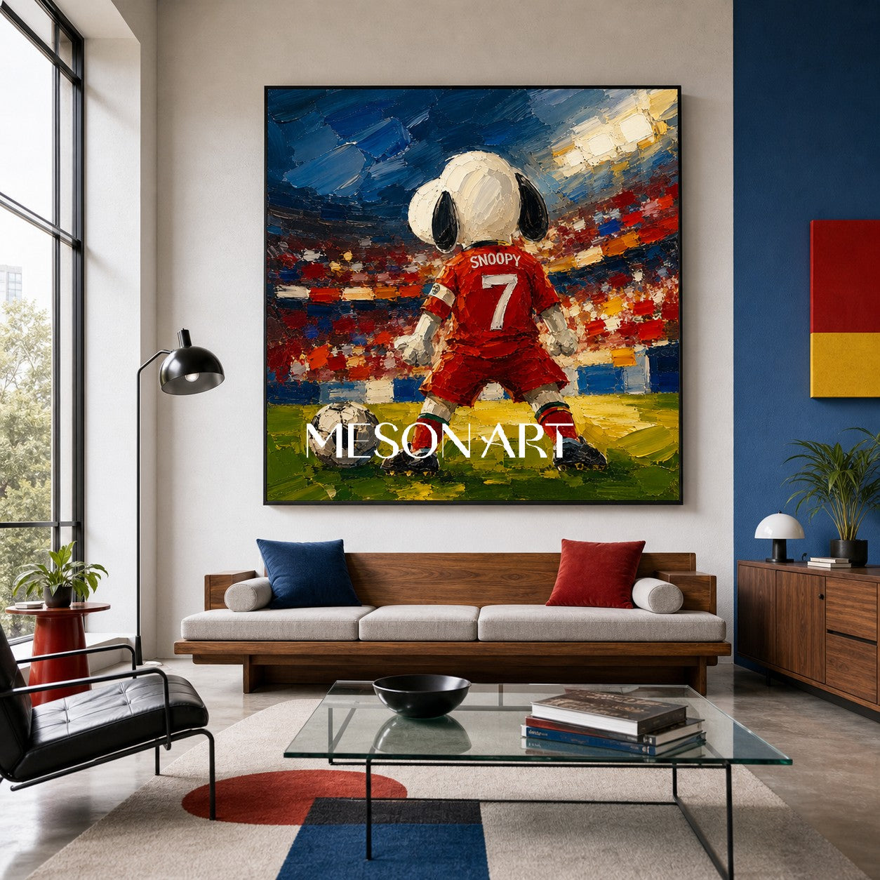 Snoopy Football Art Print In Red Jersey For Living Room Kids Room Pop Culture Wall Decor
