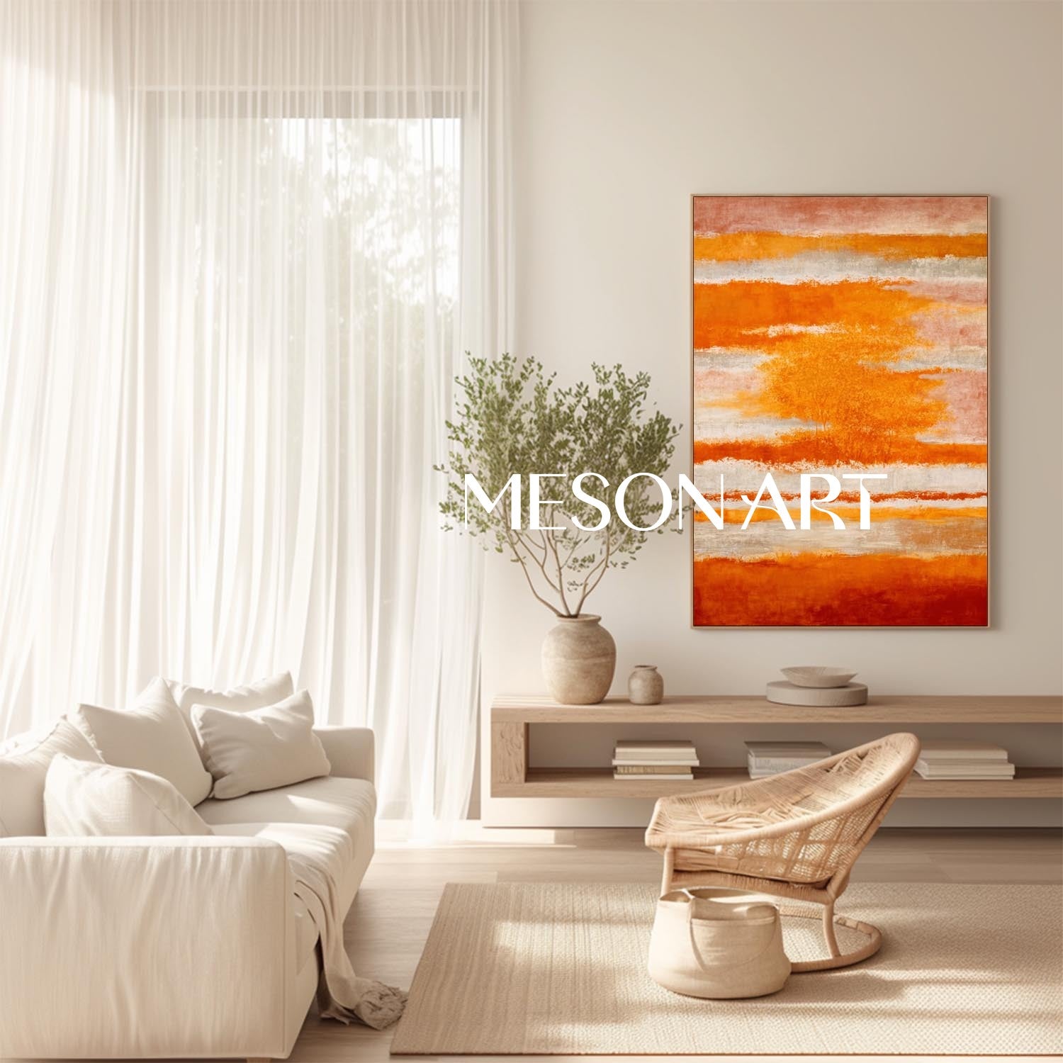 Fall Art Abstract Painting Large Wall Decor for Autumn Colors Home