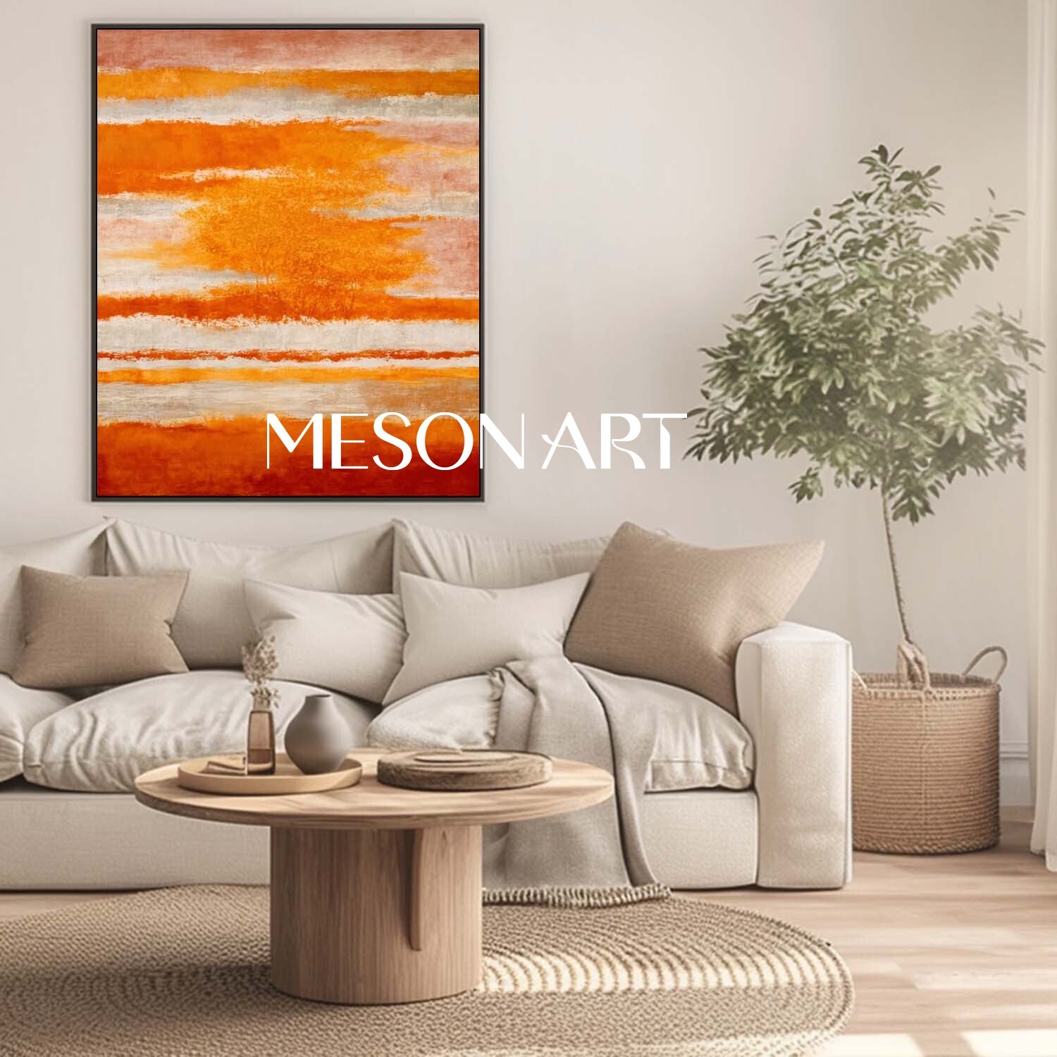 Fall Art Abstract Painting Large Wall Decor for Autumn Colors Home