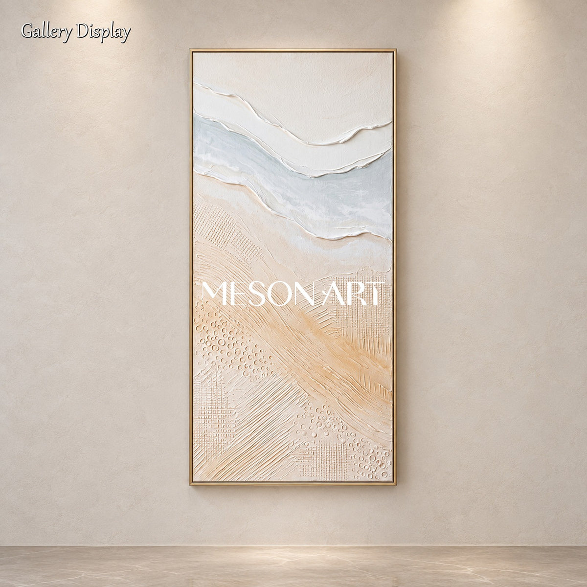 Beige And White Beach Wall Art Panoramic Large Abstract Painting Original Artist Hand Painted By Mesonart