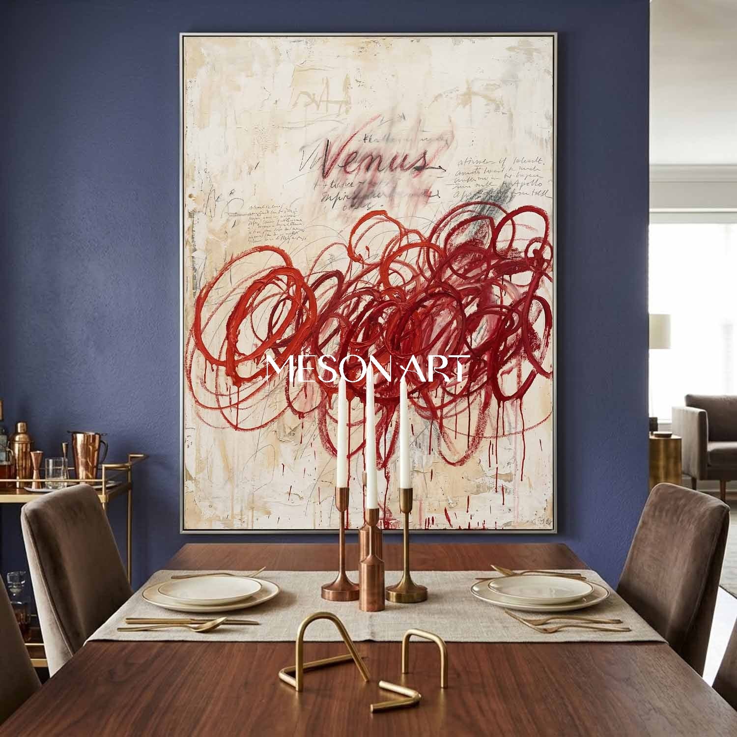 Original Crimson Bacchus Style Painting Large Abstract Expressionist Art