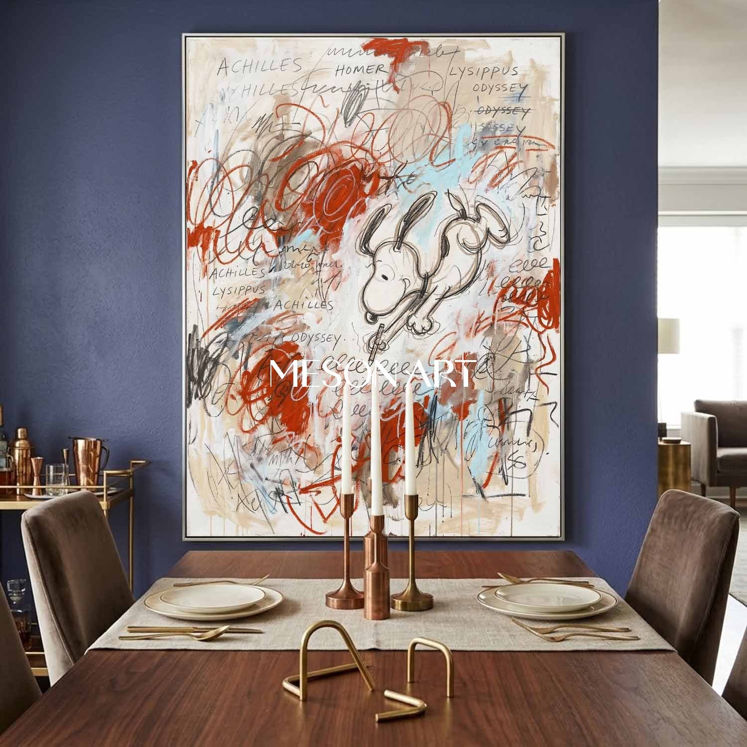 Original Abstract Scribble Art Handmade Graffiti Snoopy Canvas Kids Room