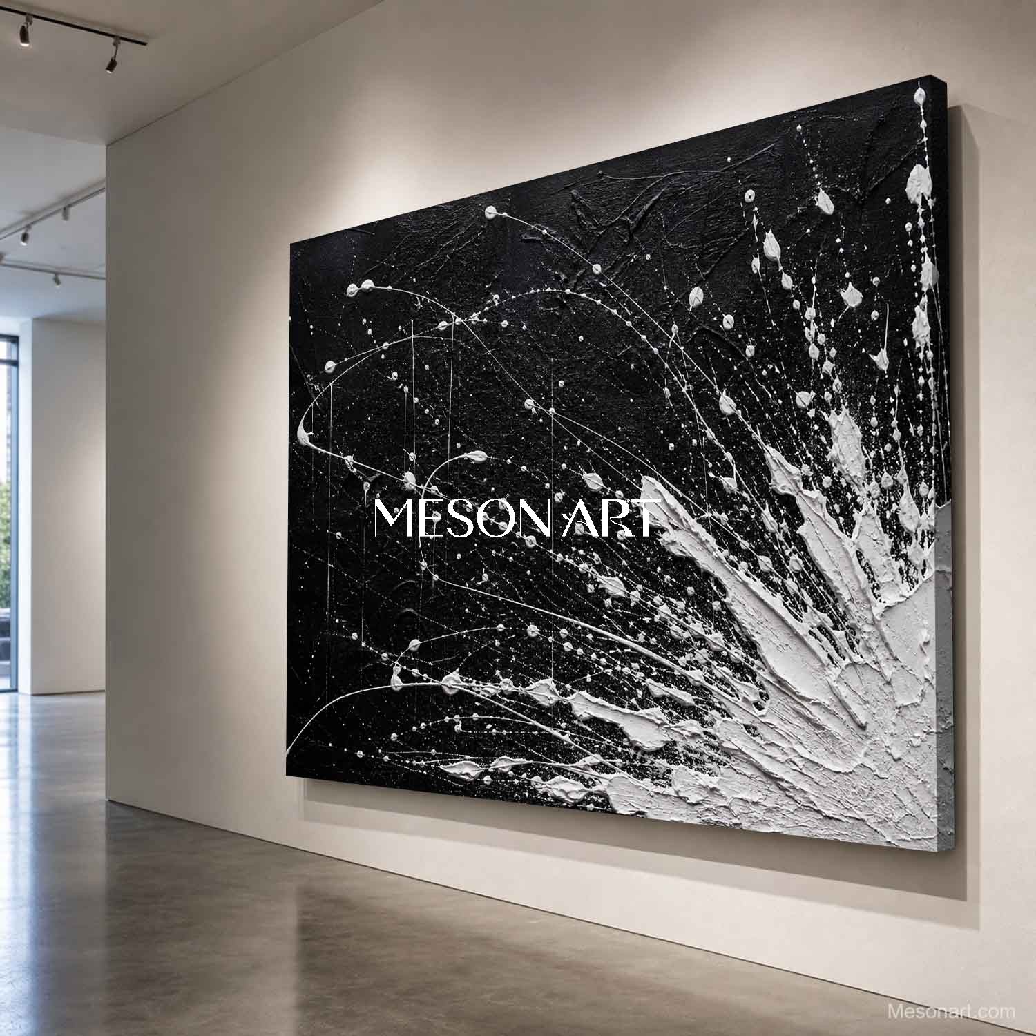 抽象油彩画 モノクロームダンス Original Black And White Abstract Painting With Thick Impasto