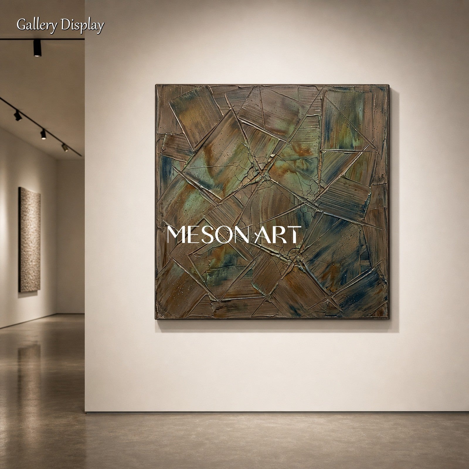 Green Abstract Wall Art With Rich Texture For Modern Living Room Decor