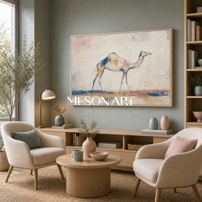 Minimalist Camel Painting Abstract Canvas Wall Art For Modern Living Room Decor