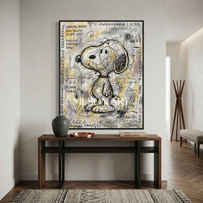 Graffiti Statement Snoopy Canvas Painting Large Office Luxury Decor