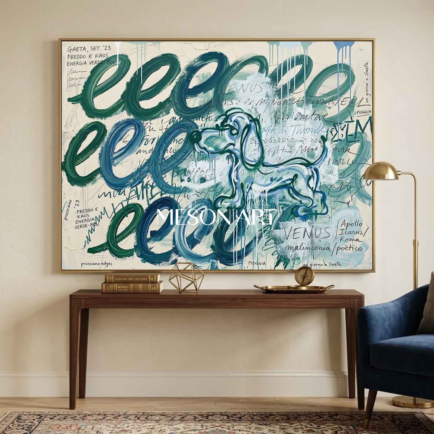 Neo-Expressionism Dachshund Oil Painting Urban Art Above Couch Artwork