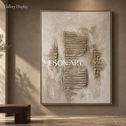 Gray Minimalist Textured Art Rectangular Wall Decor Original Artist Hand Painted By Mesonart