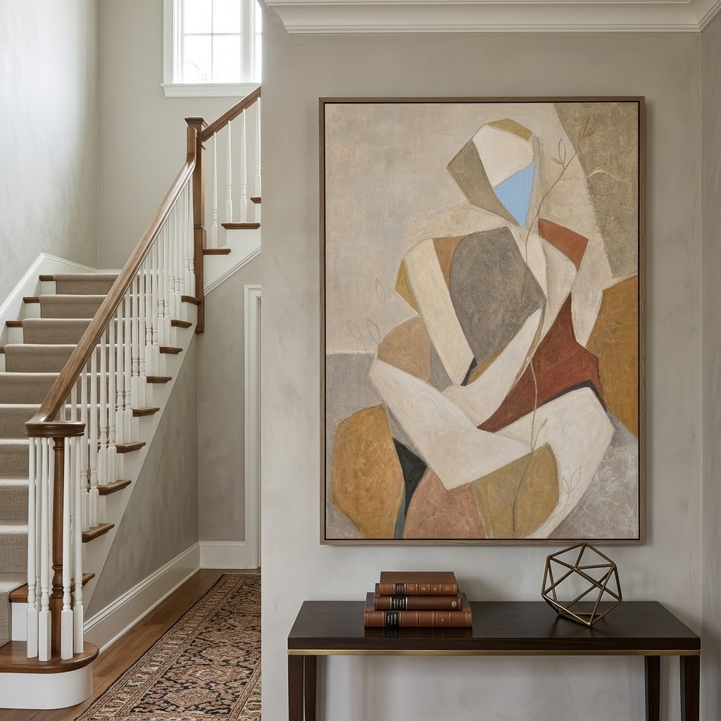 Wabi Sabi Abstract Painting With Earthy Tones For Modern Living Room Decor
