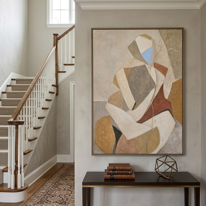 Wabi Sabi Abstract Painting With Earthy Tones For Modern Living Room Decor