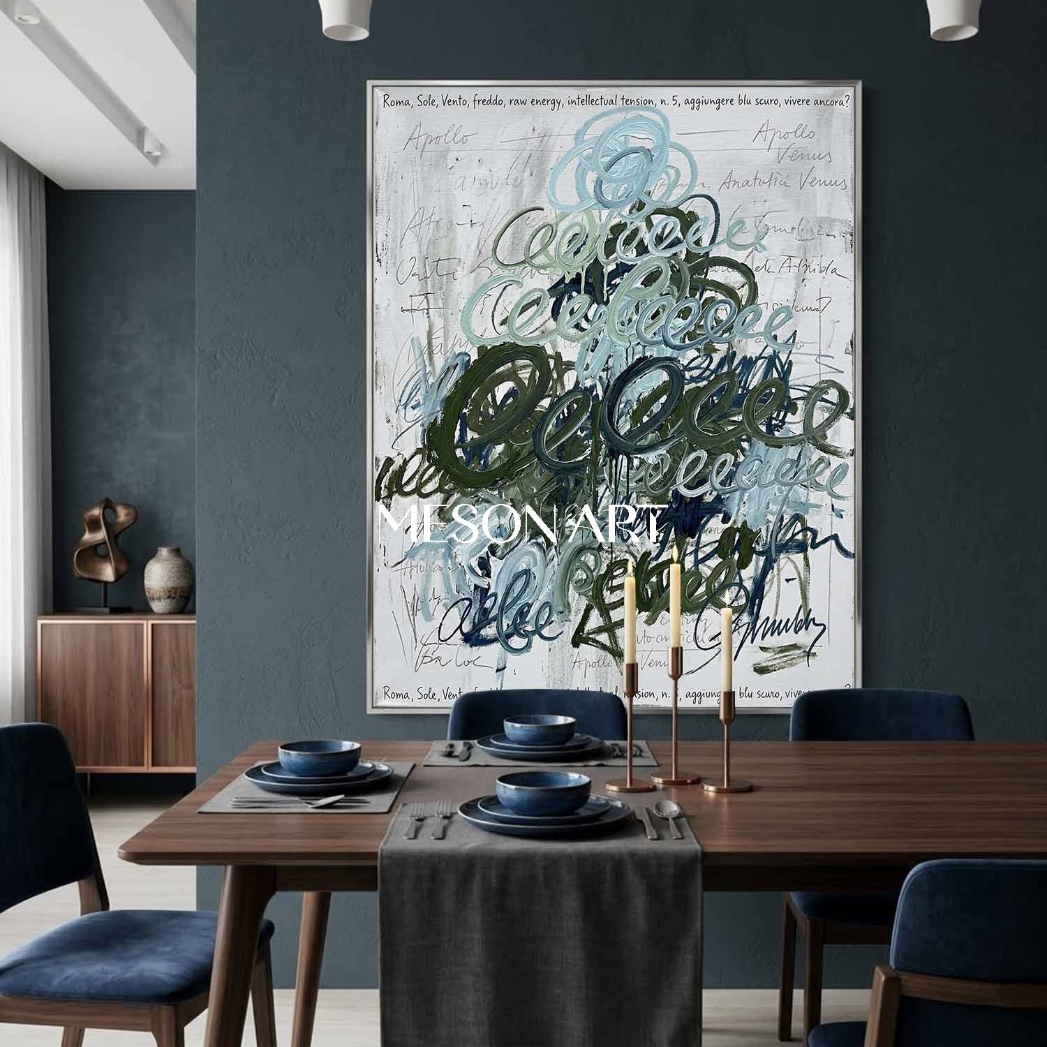 Original Graffiti Abstract Scribble Oil Painting Modern Office Decor 