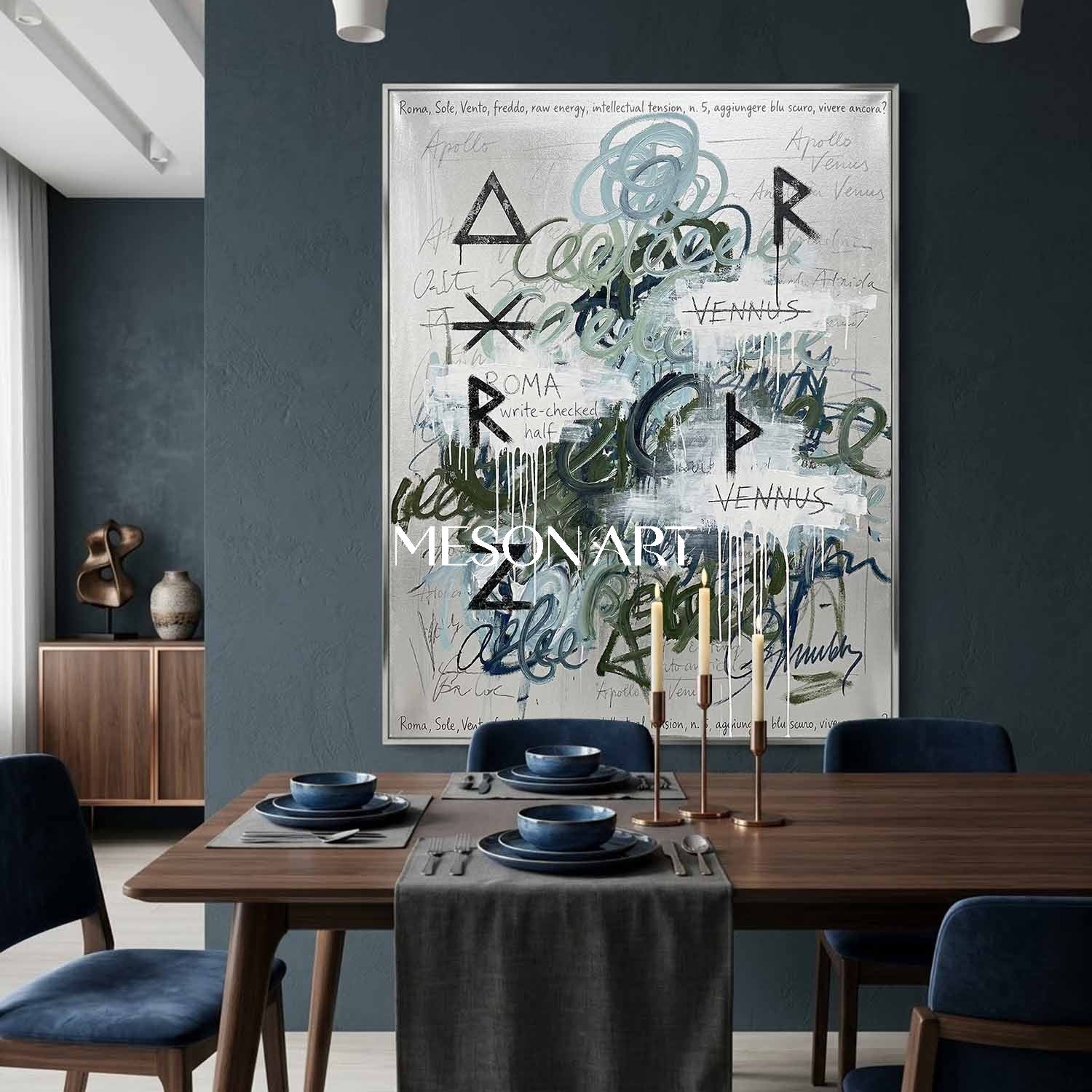 Large Abstract Symbol Graffiti Canvas Hand Painted Urban Art Hallway