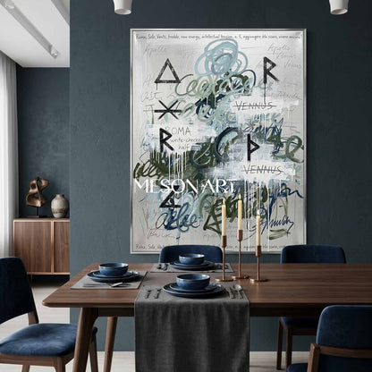 Large Abstract Symbol Graffiti Canvas Hand Painted Urban Art Hallway