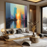  3D City Palette Wall Paintings City Colorful Abstract Oil Painting City Modern Minimalist Wall Art