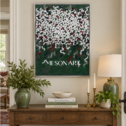 Green And White Abstract Art Wabi-Sabi Impasto Palette Knife Painting Rectangular Wall Decor For Living Room By Mesonart