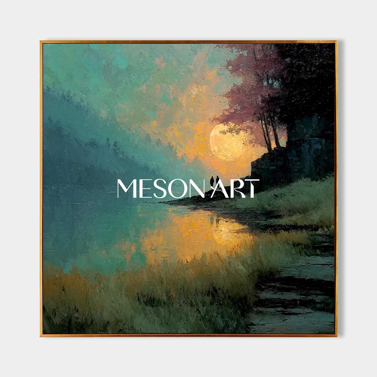 Large Nature Wall Decor Landscape Green Wall Art Hand-Painted Canvas