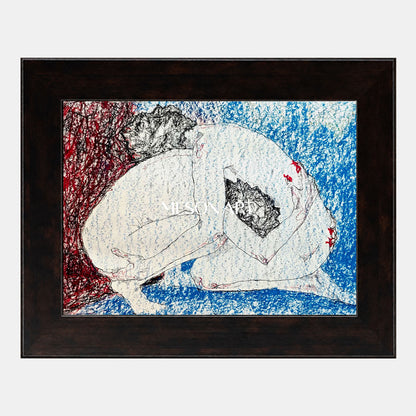 Modern Abstract Painting With Red And Blue Textures For Contemporary Living Room Decor
