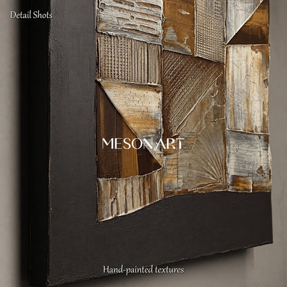 Wabi-Sabi Abstract Art With Textured Relief For Modern Living Room Decor