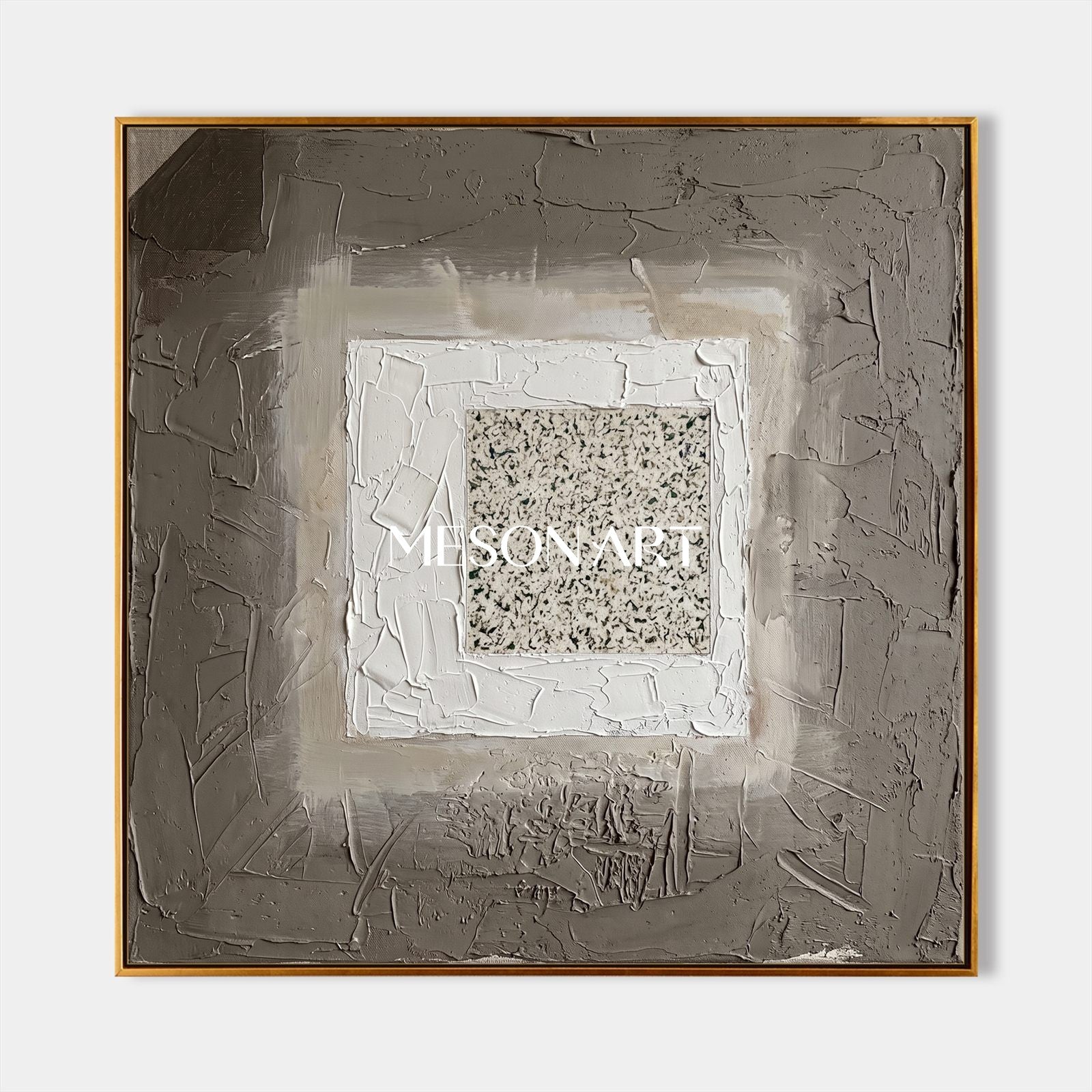 Minimalist Textured Wall Art Gray And White Abstract Painting For Modern Home Decor