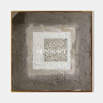 Minimalist Textured Wall Art Gray And White Abstract Painting For Modern Home Decor