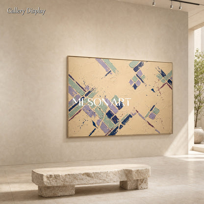 Minimalist Geometric Abstract Art With Textured Relief For Living Room And Home Office Decor