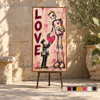 Pink And Red Contemporary Graffiti Abstract Painting Panoramic Wall Art By Mesonart