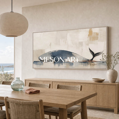 Large Minimalist Whale Oil Painting Abstract Canvas Wall Art Decor For Modern Living Room Bedroom