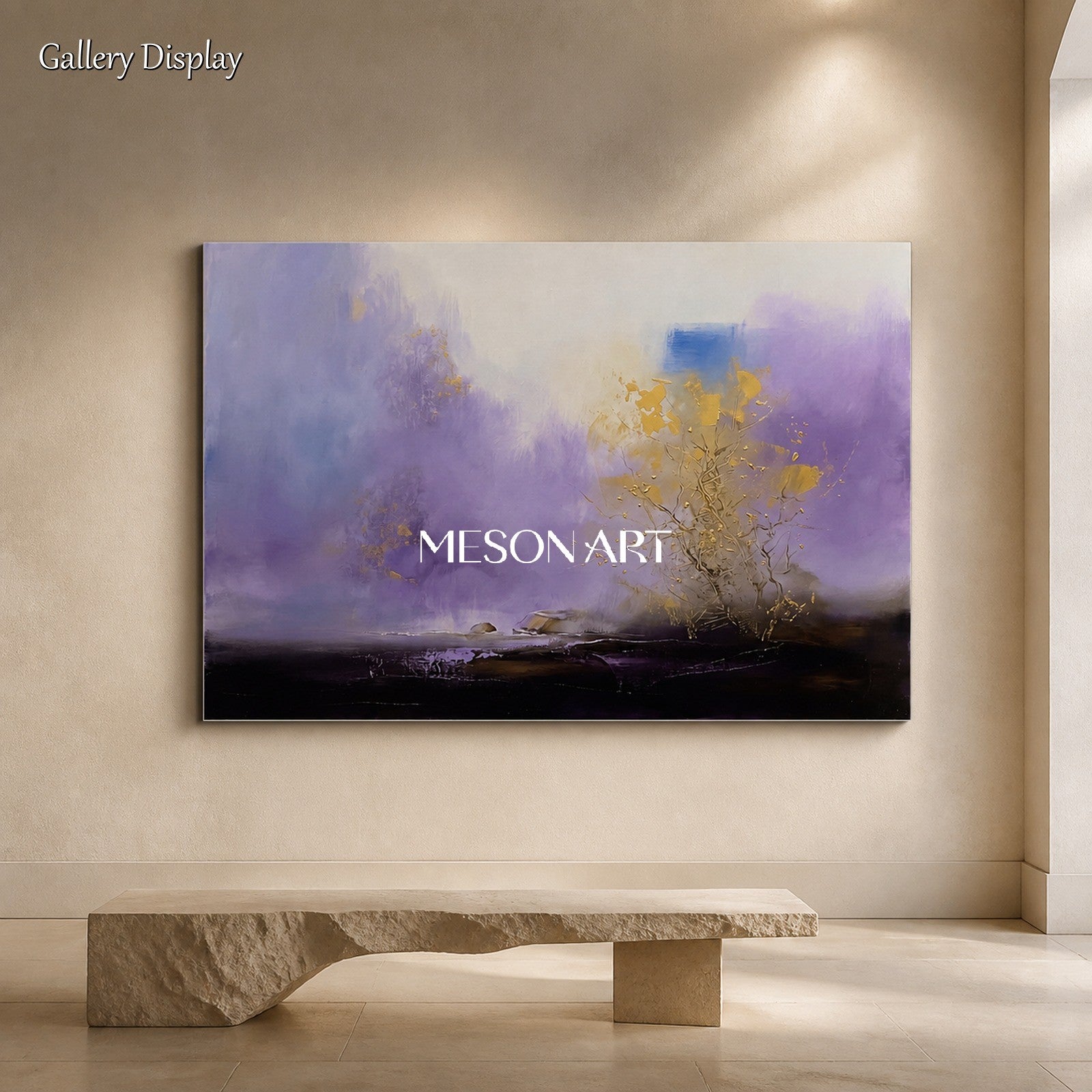 Purple And Gold Abstract Expressionist Art Rectangular Painting Original Artist By Mesonart