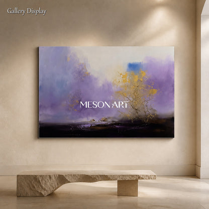 Purple And Gold Abstract Expressionist Art Rectangular Painting Original Artist By Mesonart