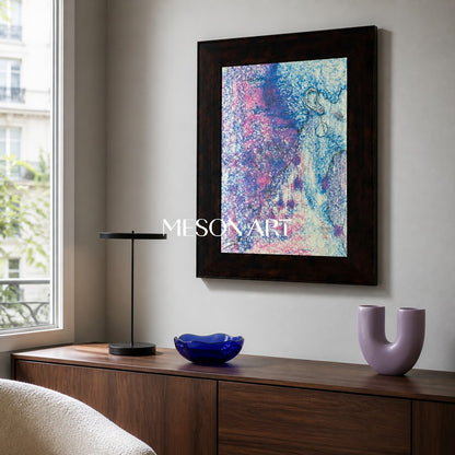 Pink And Blue Contemporary Figurative Painting Original Artwork Rectangular Wall Art For Living Room By Mesonart