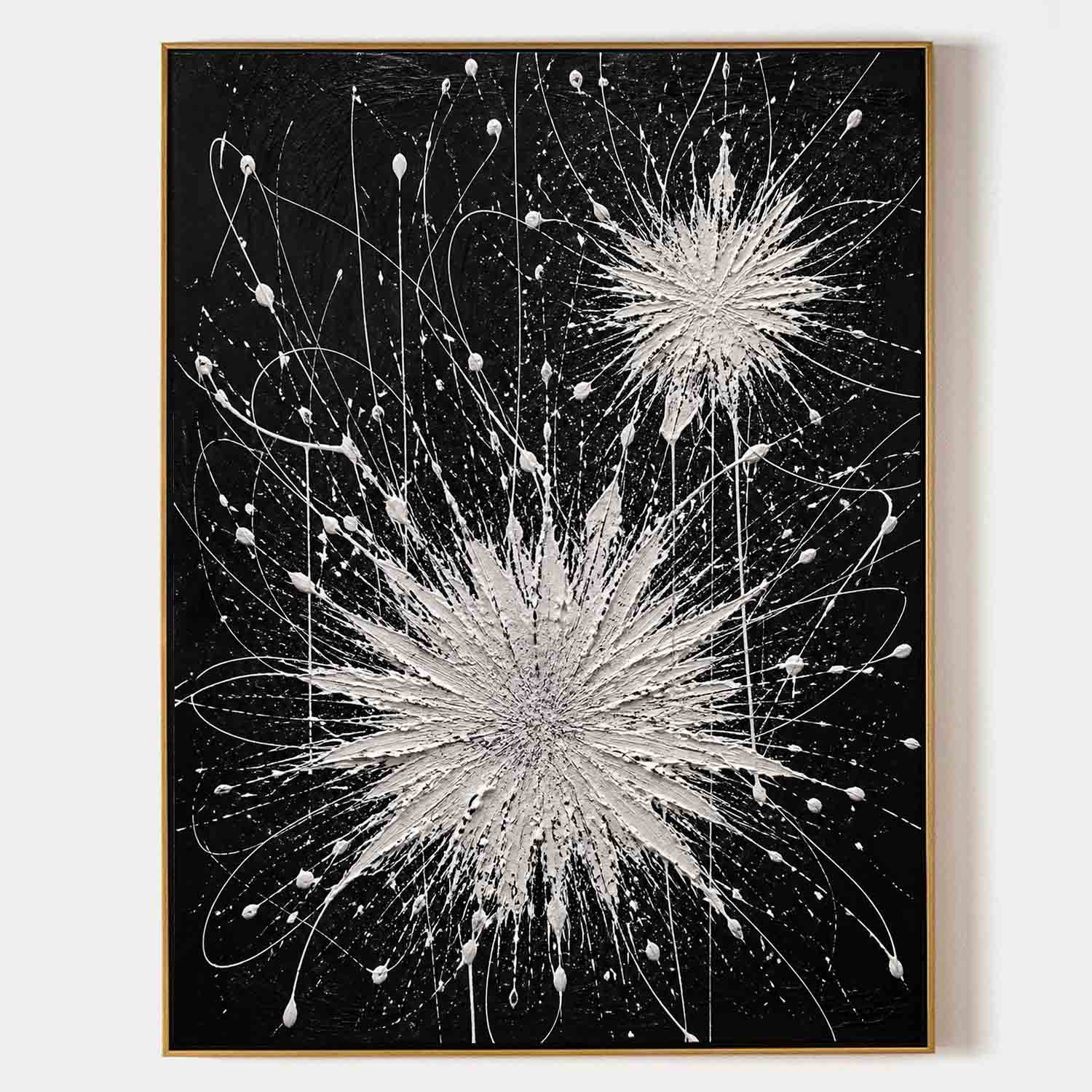 Abstract Black White Explosion Art For Modern Living Room Entryway Executive Office