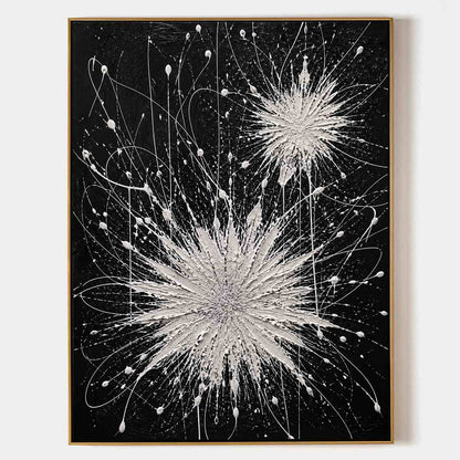 Abstract Black White Explosion Art For Modern Living Room Entryway Executive Office