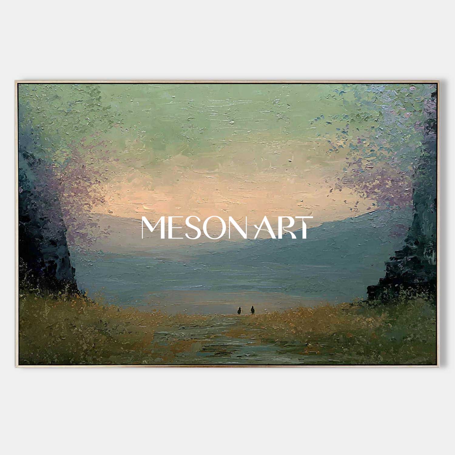 Large Nature Wall Decor – Textured Impasto Landscape Sunset Wall Art