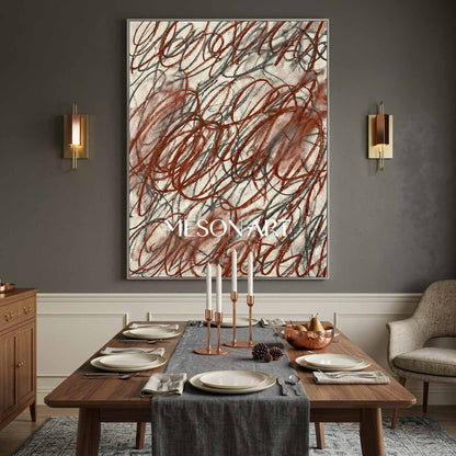 Handmade Red Abstract Wall Art for Modern Gallery Entryway Painting
