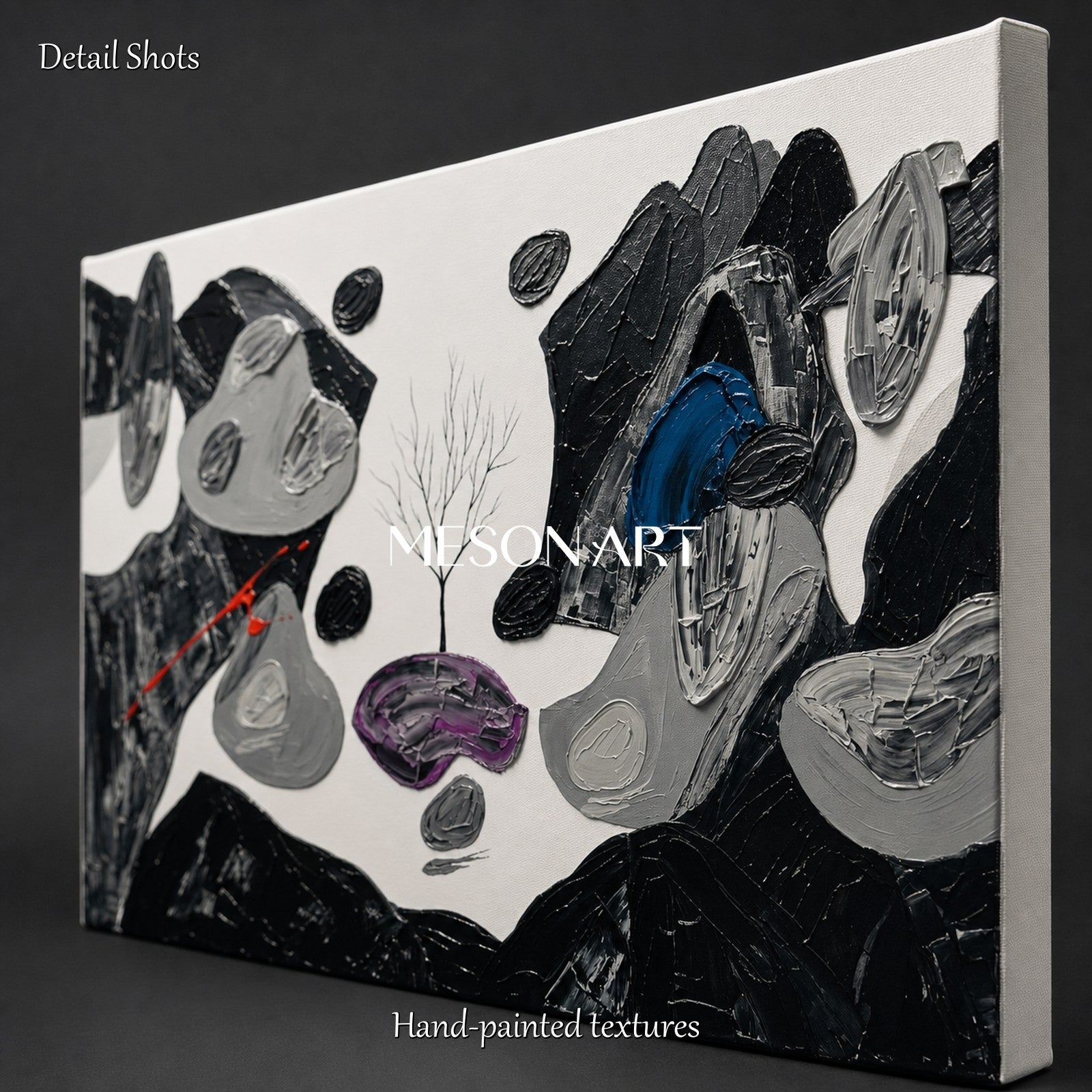 Large Abstract Wall Art With Palette Knife Texture For Modern Living Room Decor