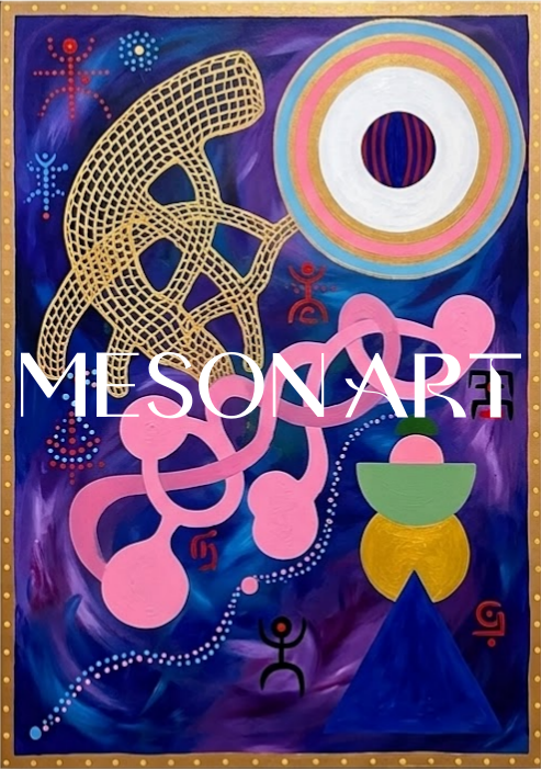 Vibrant Abstract Ethnic Painting With Bold Colors For Modern Living Room Wall Decor