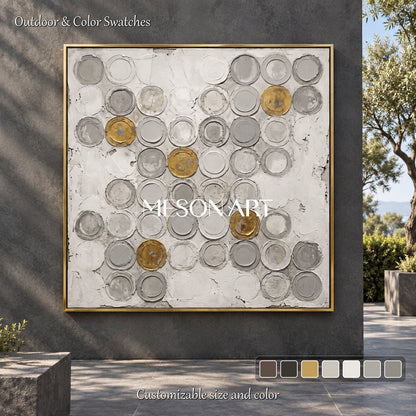 Gray And White Wabi Sabi Abstract Art Square Wall Decor For Living Room By Mesonart
