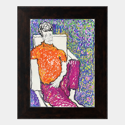 Orange Purple Figurative Expressionist Portrait Painting Original Artist Artwork By Mesonart