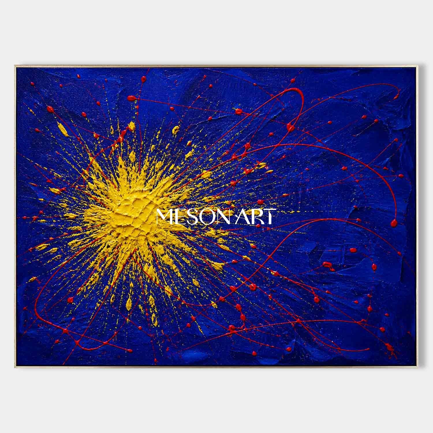 Green And Gold Abstract Painting With Textured Relief For Modern