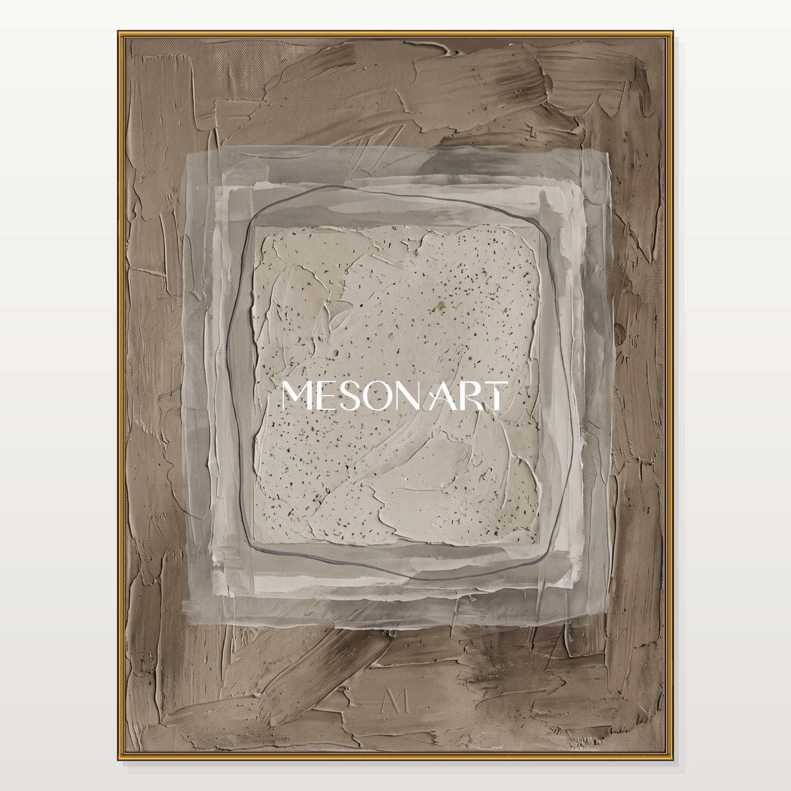Minimalist Abstract Painting With Textured Relief For Modern Living Room Decor