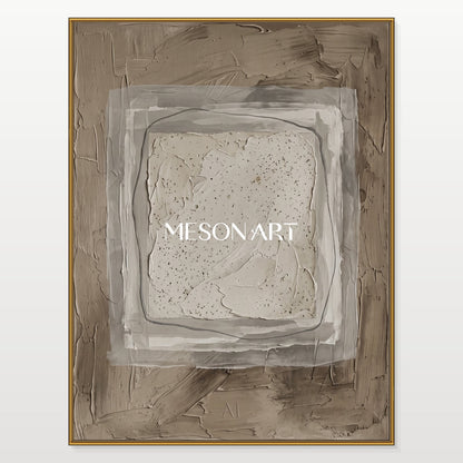 Minimalist Abstract Painting With Textured Relief For Modern Living Room Decor
