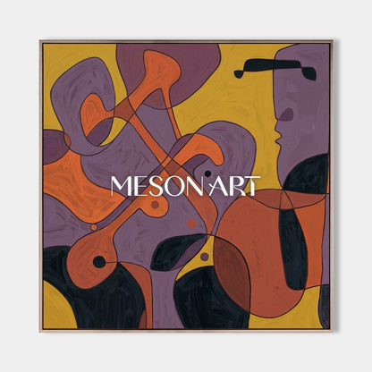 Contemporary Abstract Art With Violet And Amber Tones For Modern Living Rooms